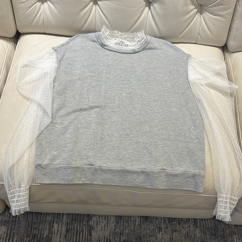 Ro & De Gray Blouse with Sheer White Sleeves